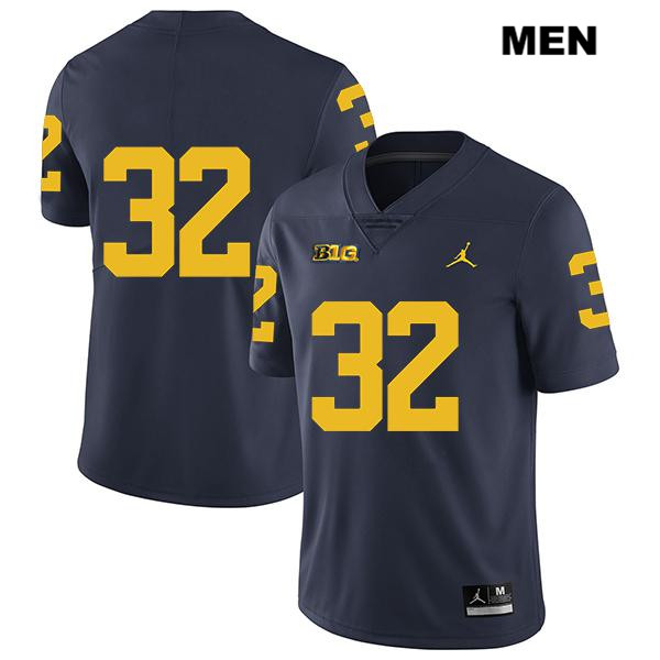 Men's NCAA Michigan Wolverines Louis Grodman #32 No Name Navy Jordan Brand Authentic Stitched Legend Football College Jersey YT25F37MP
